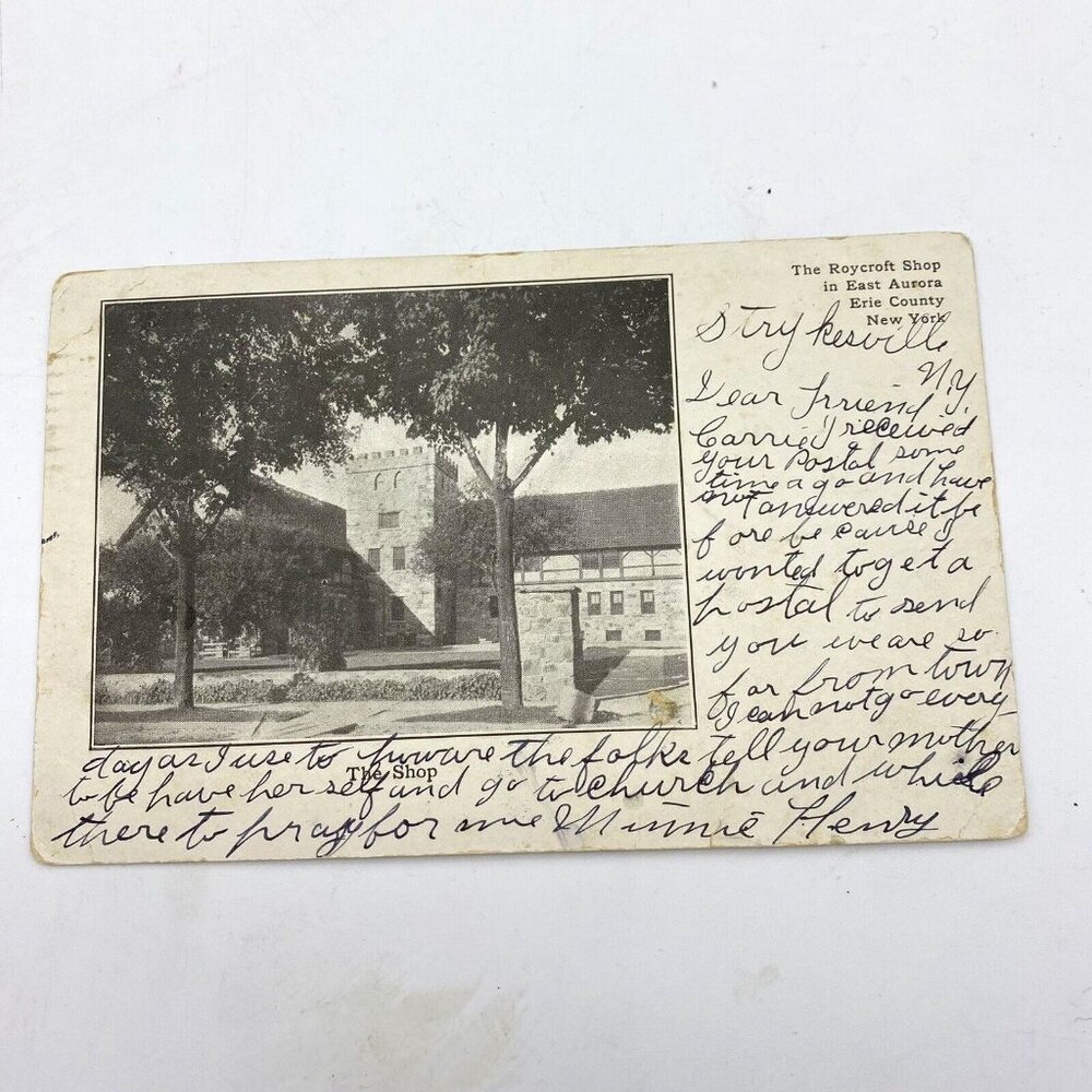 Vtg East Aurora Erie County NY Postcard The Roycroft Shop Private Mail Card 1906